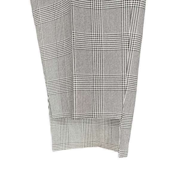 Zara Asymmetric Hem Houndstooth Plaid Academia Pant Straight Leg Trouser 12 - Picture 8 of 11